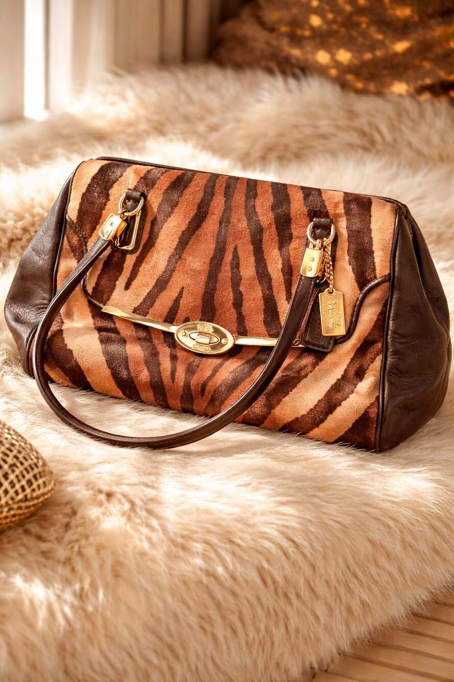 COACH Madison Bag Zebra Animal Print Madeline East West Satchel